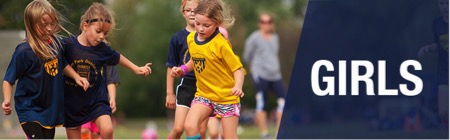 banner image with photo of girls playing soccer and the text GIRLS overlaying the image
